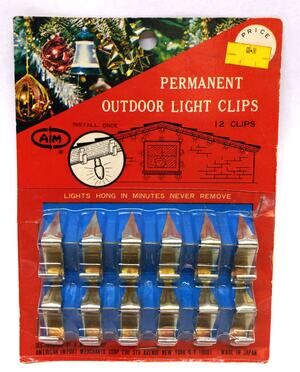 Vintage 1960s / 1970s Outdoor Christmas Light Hanging Hooks - New in Package